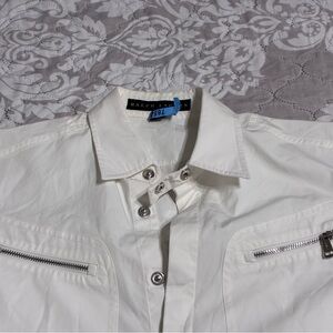 Ralph Lauren Cream Snap-Front Jacket with Zip Pockets